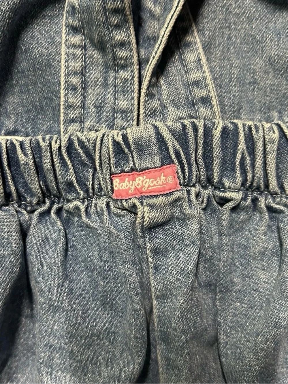 Vintage Baby Girl Oshkosh B’gosh Blue Denim Overalls Size 12 Months